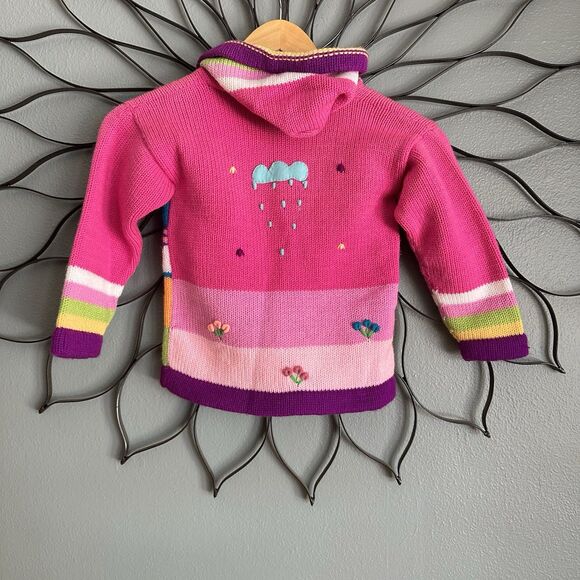 Girls  Embroidered Cardigan Made In Peru pink  embroidered size 8 - Picture 3 of 9